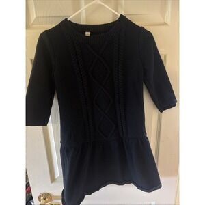 Cherokee Girls Sweater Dress XL 14/16 Black Glitter Cable Knit Long Sleeve